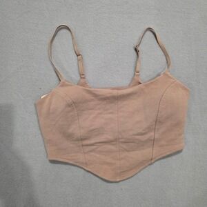 Alo Yoga Corset Tank Top Dusty Rose Pink Small Built In Bra Adjustable Straps